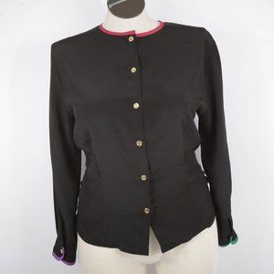 Vintage Chaus Black Color Button down Blouse 12